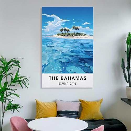 Miniatura 6 de Póster de viaje vintage de The Bahamas Exuma Cays de 20 x 30 pulgadas (19.7 x 29.5 in) y lienzo de arte de pared para sala de estar, arte de pared