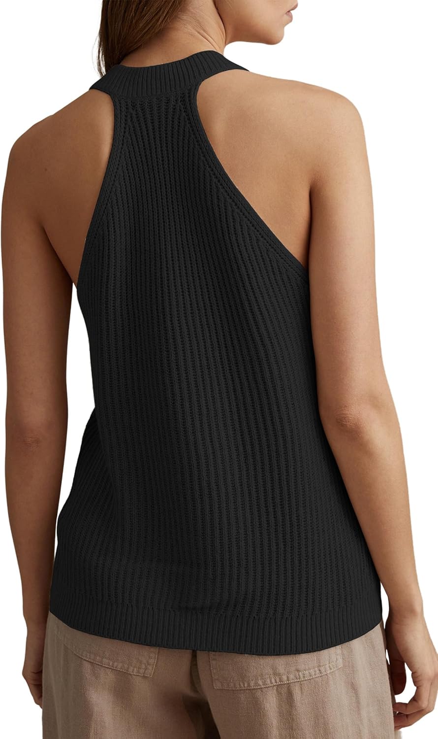 Womens Button-Front Sweater Vest Top V Neck Sleeveless Knit Tank Fitted Halter Raceback Cardigan Vest - Image 2