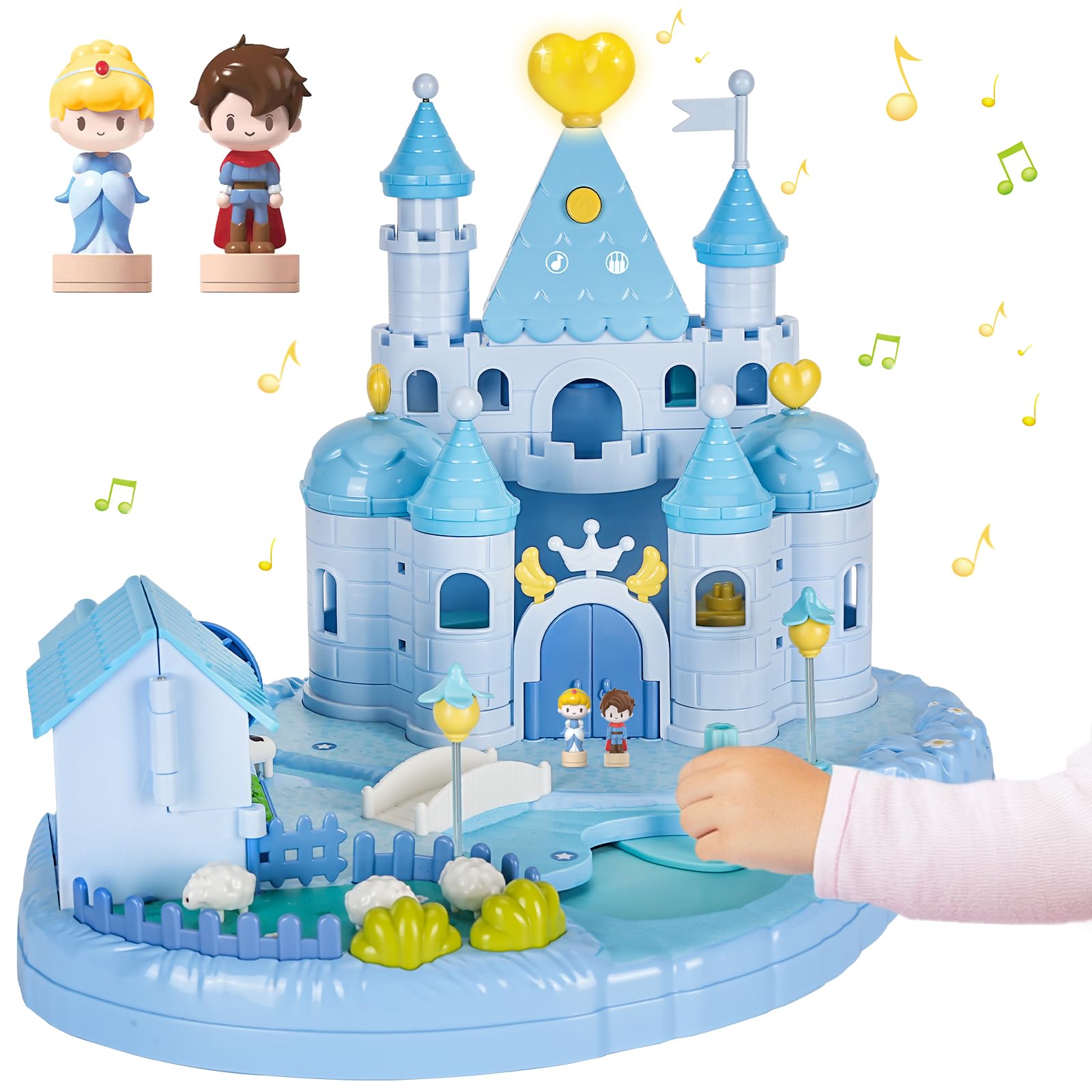 fygurso Casa delle Bambole Castello della Principessa con 2 Piccole Figure Mobili Controllate Magneticamente, Giocattolo da Sogno con Luce e Musica per Gioco di Ruolo, Regalo per Bambine dai 6 ai 12