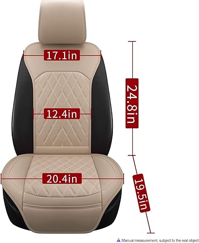 Miniatura 8 de Sanwom Fundas universales de cuero para asiento delantero de automóvil 2 fundas de asiento de lujo antideslizantes impermeables para conductor SUV