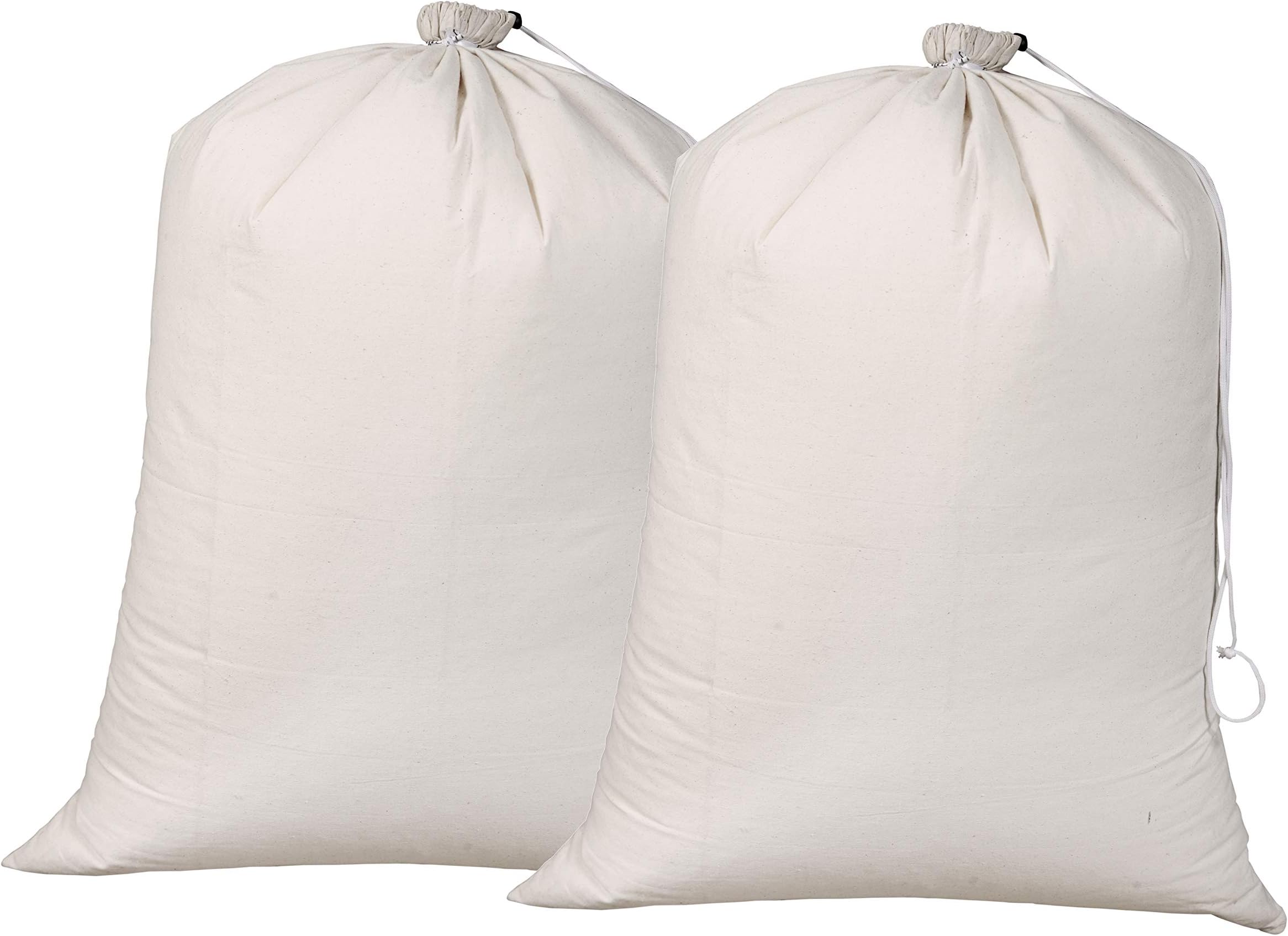 Canvas Laundry Bags,Heavy Duety Laundry Bag,Cotton Laundry Bag with Drwstrings, Easy to Carry,Washable Laundry Bag,Santa Bag,Laundry Hamper Bags 24x36 inch -Natural (Set of 2 Pieces)