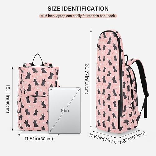 Miniatura 3 de Tennis Sport Bag for Women Waterproof Black Scottish Terrier Paw Peach 2 Rackets Tennis Racket Cover Bag Gym Bag for Tennis, Badminton, Pickleball