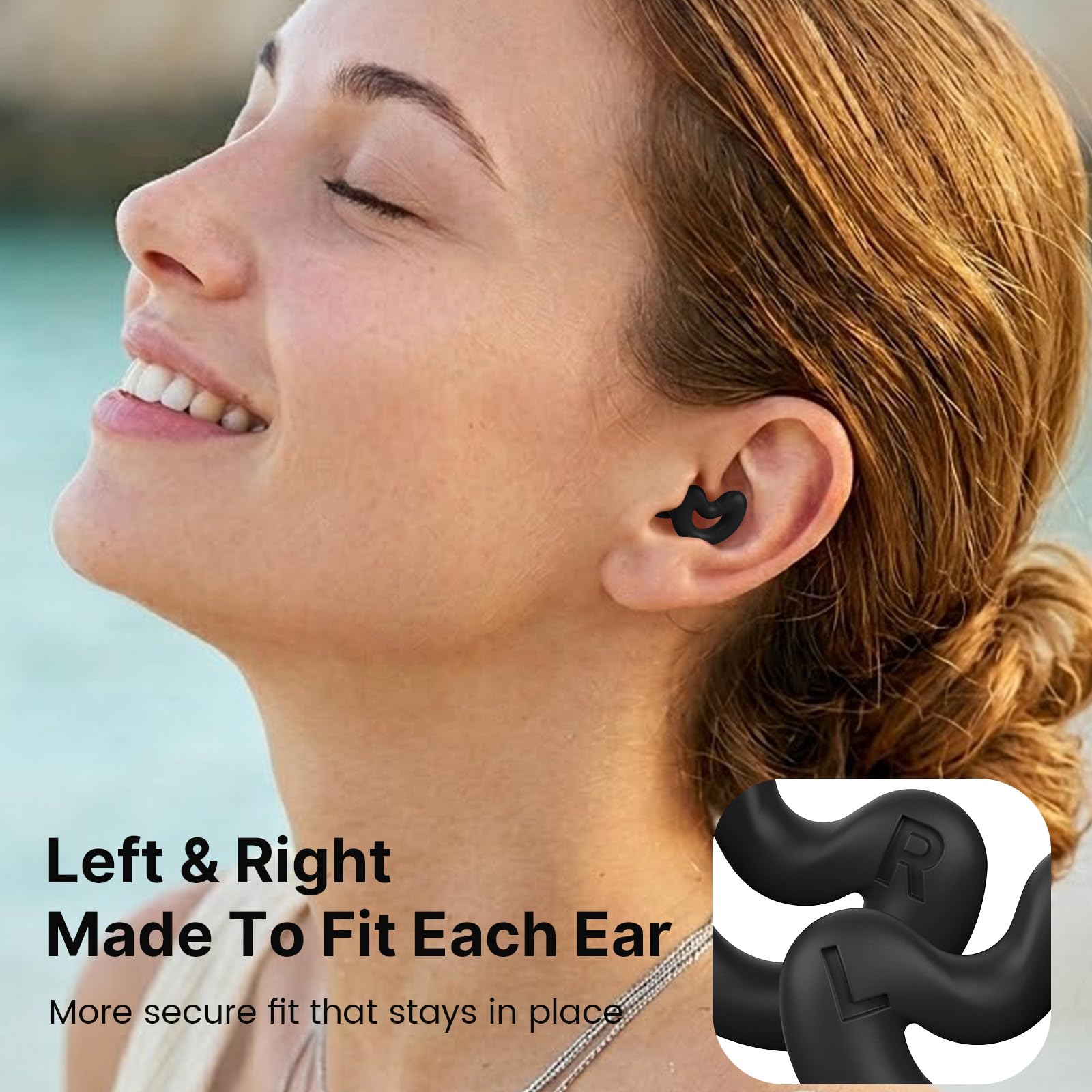 Noirs Bouchons d’Oreilles pour Dormir, pour Dormir sur le Côté Silicone Souple Réutilisable, Jusqu’à 40dB