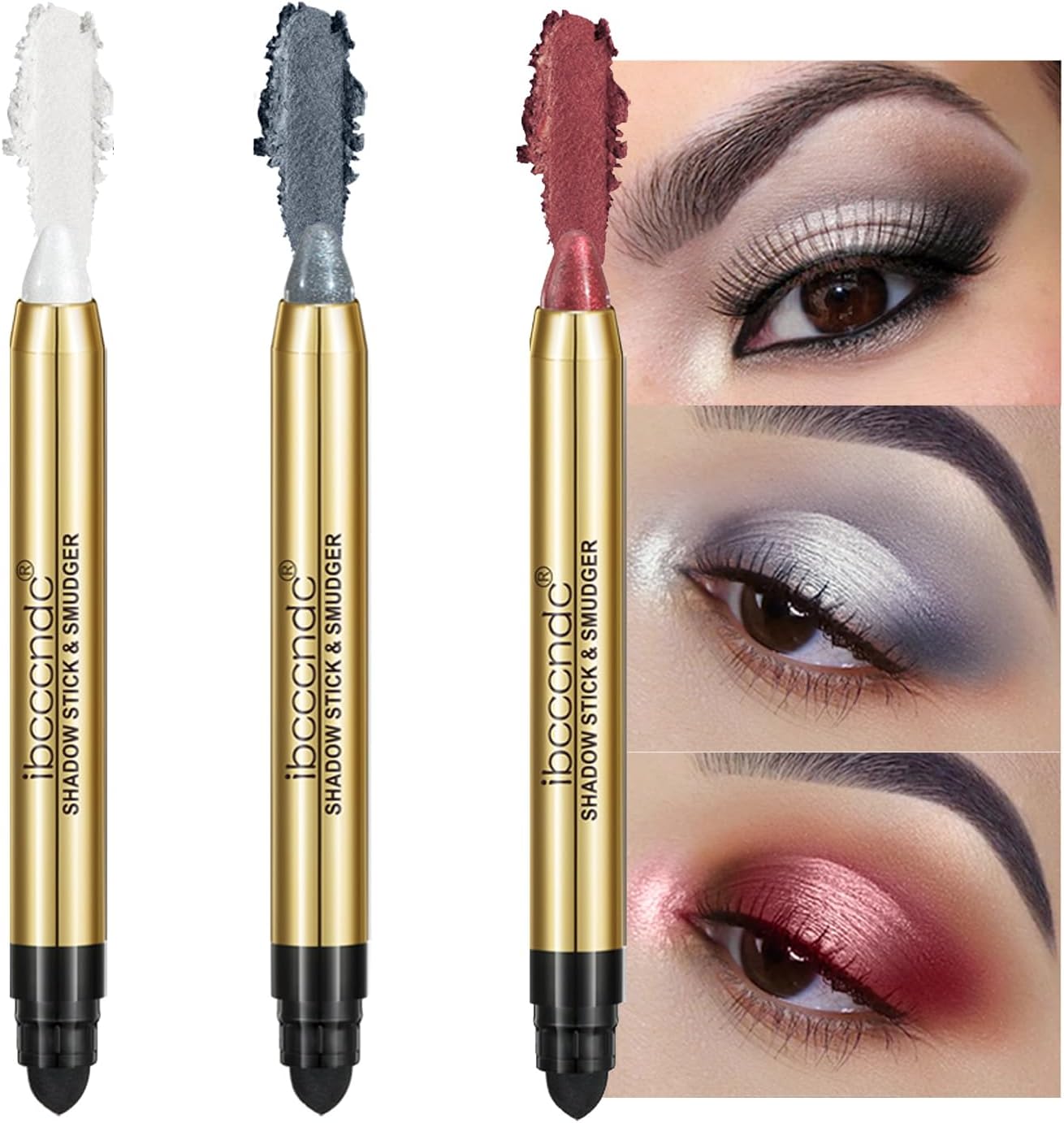 DualEnded Eyeshadow Stick, 3 Pack Cream Eyeshadow Pencil Crayon, Shiny Shadow Stick Set