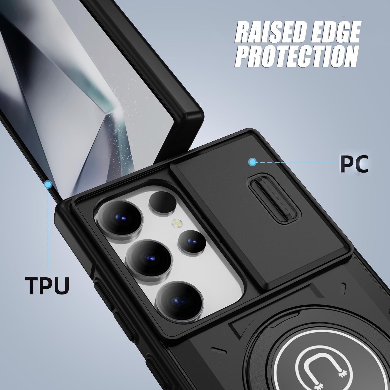 Etui do Samsung Galaxy S25 Ultra/S25 Plus/S25, pokrowiec na obiektyw przesuwny pojazd magnetyczna powłoka ssąca (fioletowy, S25plus)