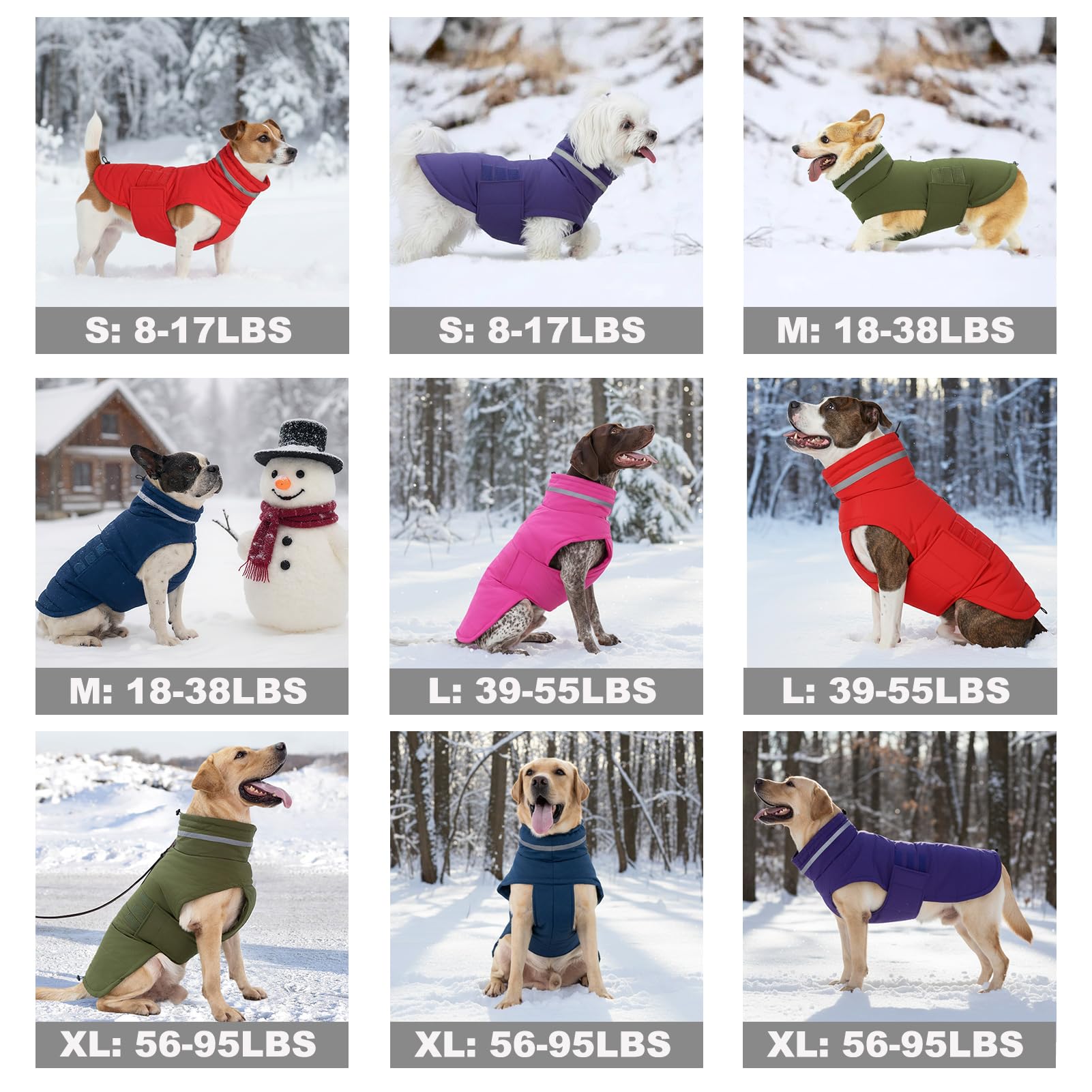Mklhgty Abrigo para perro, chaqueta impermeable para perro, abrigo de invierno para perro, abrigos para clima frío, cálido, resistente al viento, chaqueta de nieve para perro, abrigos reflectantes