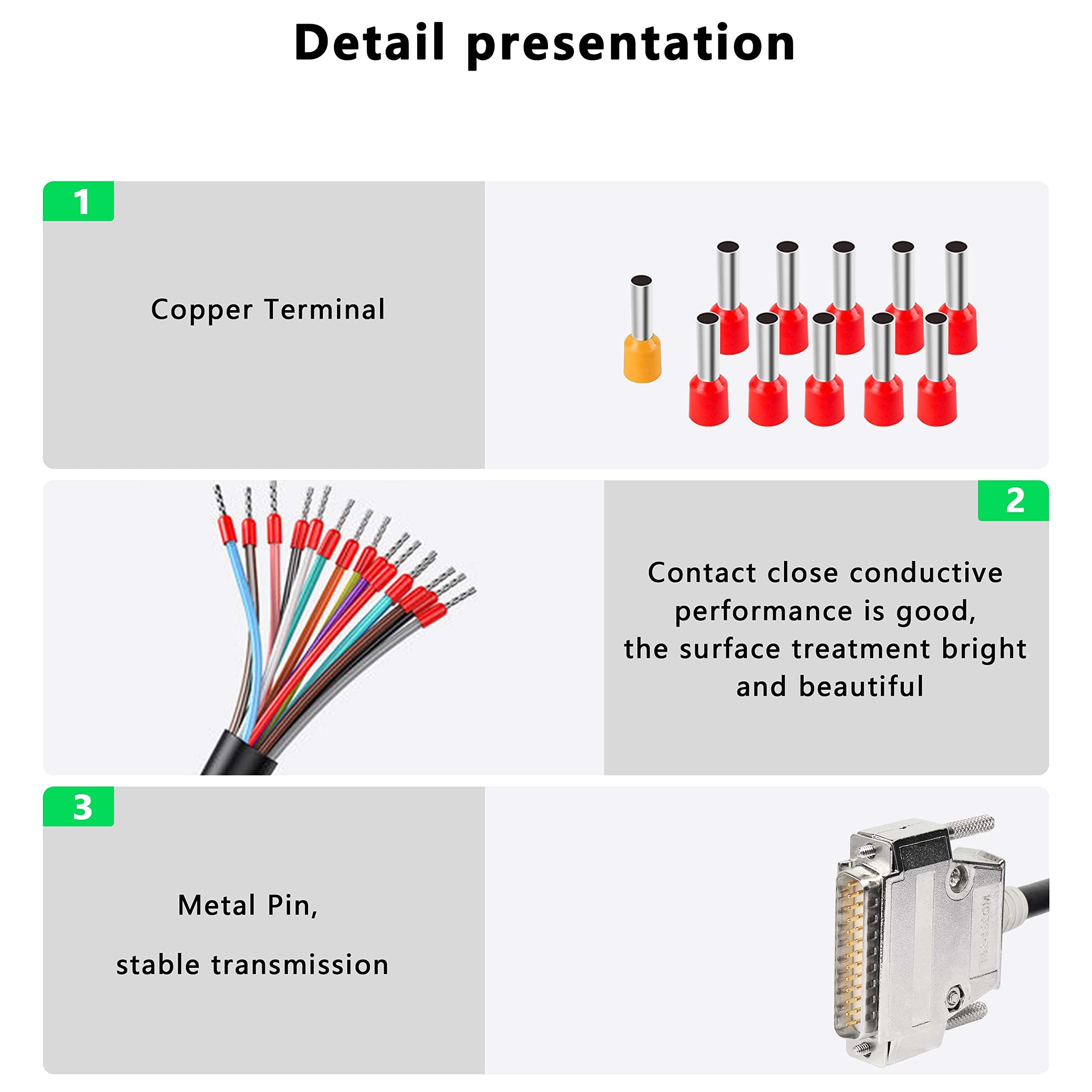 XMSJSIY DB25 Adaptador de conector RS232 25 pines Cable de extensión serie sin soldadura 25 pines Cable de repuesto con cable desnudo - 1M (DB25 macho)
