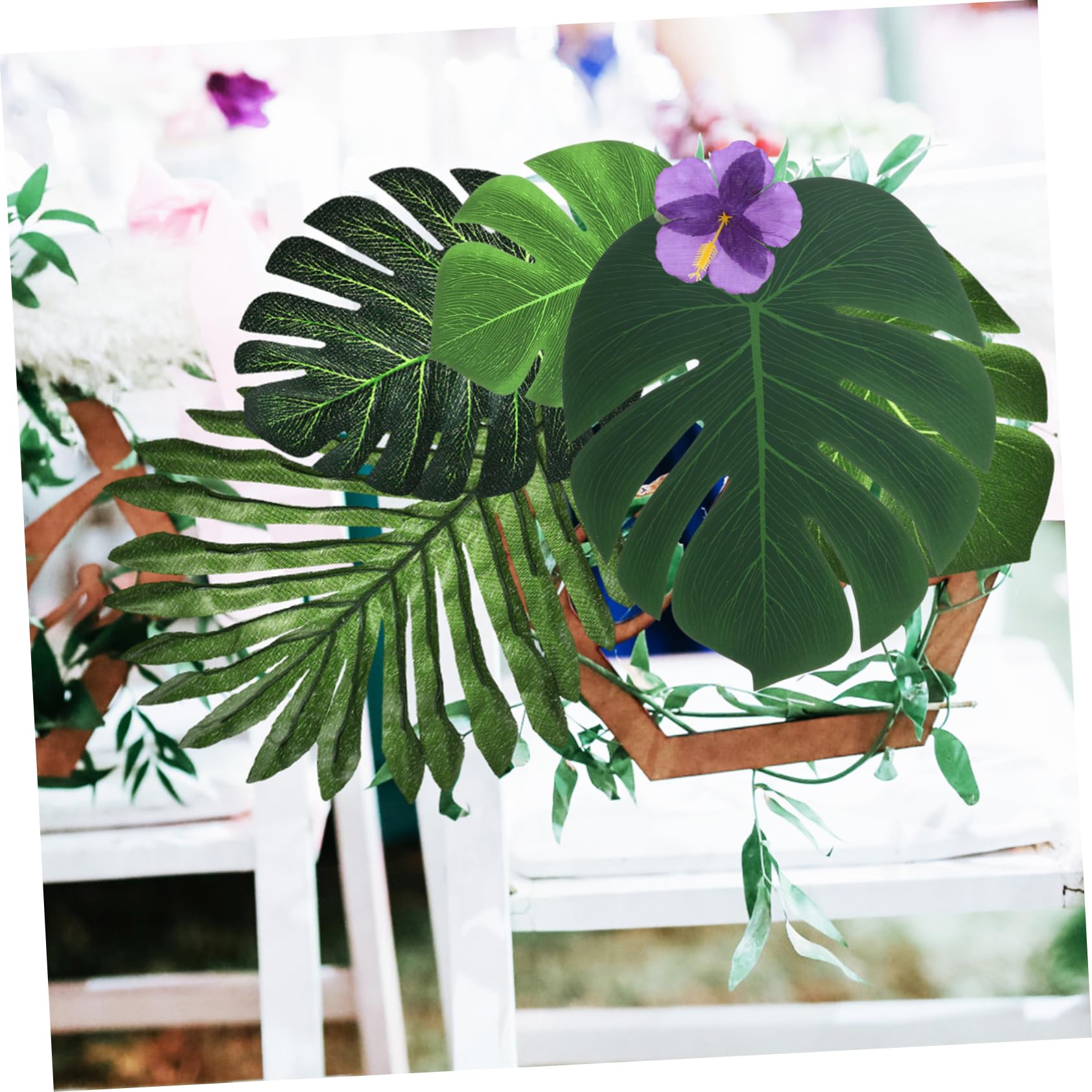1satz Hawaii Party Tischdekoration Teiliges Mit Künstlichen Blättern Und Hibiskusblumen Für Tropische Feiern Luau Deko Fotorequisiten Und Partyanlässe