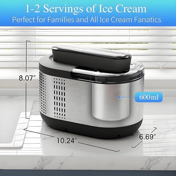 Automatic Ice Cream Maker Machine Semi-conduct, Icecream Maker Machine For Home With Lcd Display, Electric Gelato Maker -no Pre-freezing, For Simple Vanilla, Strawberry, Blueberry, Coffee Ice-cream