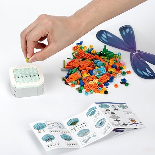 Miniatura 5 de LACHLAND Bloque de construcción de juguete para niños, 214 piezas, juego de bloques de construcción de flores artificiales, serie de plantas en