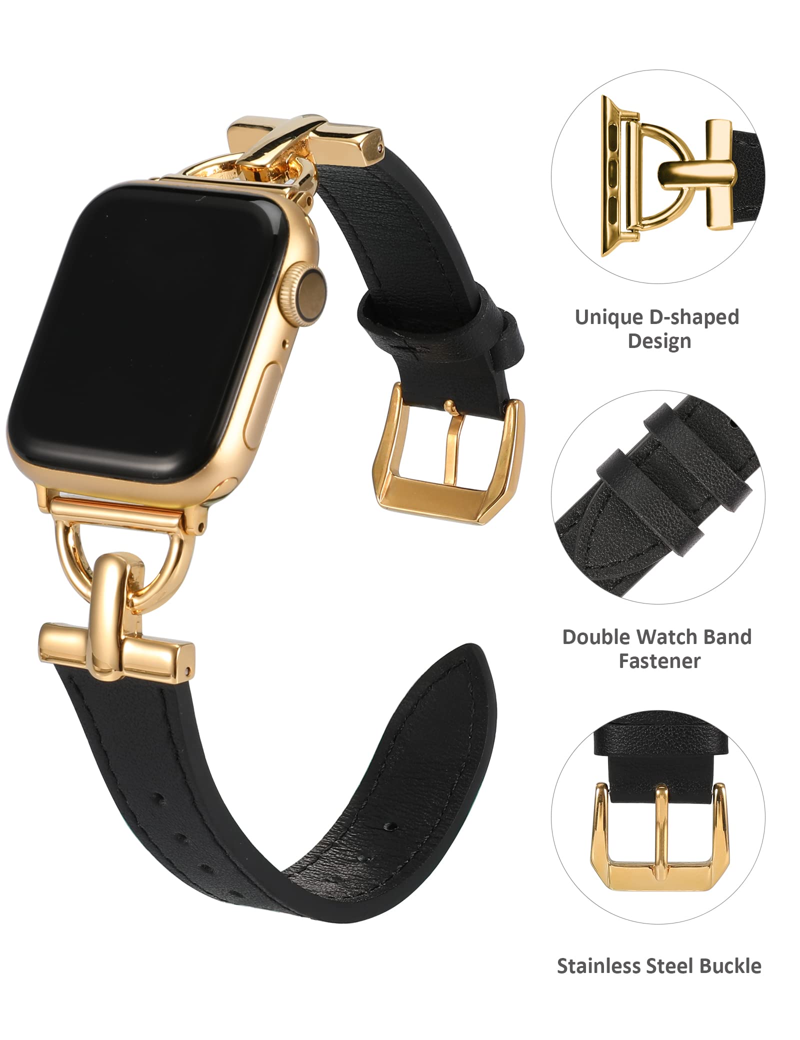 Wearlizer Leather Band Compatible with Apple Watch Strap Women 42mm 44mm 45mm 49mm Ultra 2 - Image 3