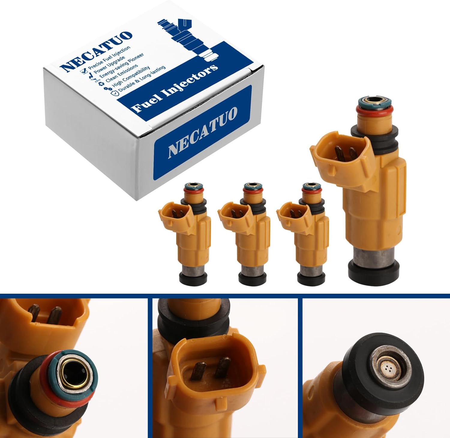 Set of 4 Fuel Injectors - Compatible with YAMAHA Outboard 4 Stroke F150TLR F150TXR LF150TXR Mitsubishi Diamante Galant Montero Sport - Replaces FJ571 63P1376100 CDH275