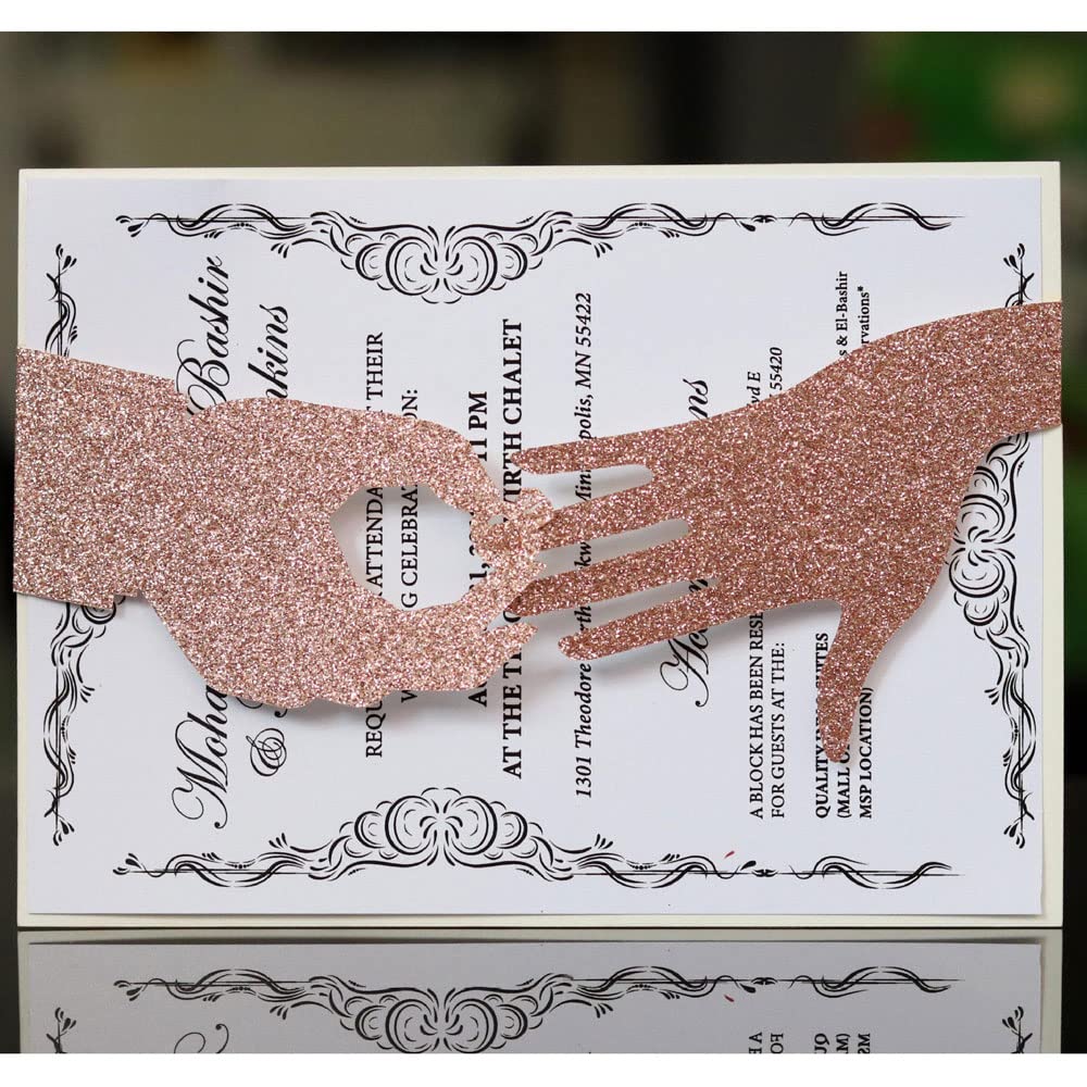 Invitation Mariage 50e Anniversaire avec Anneaux | Kit Laser Cut Imprimable Pack de 50