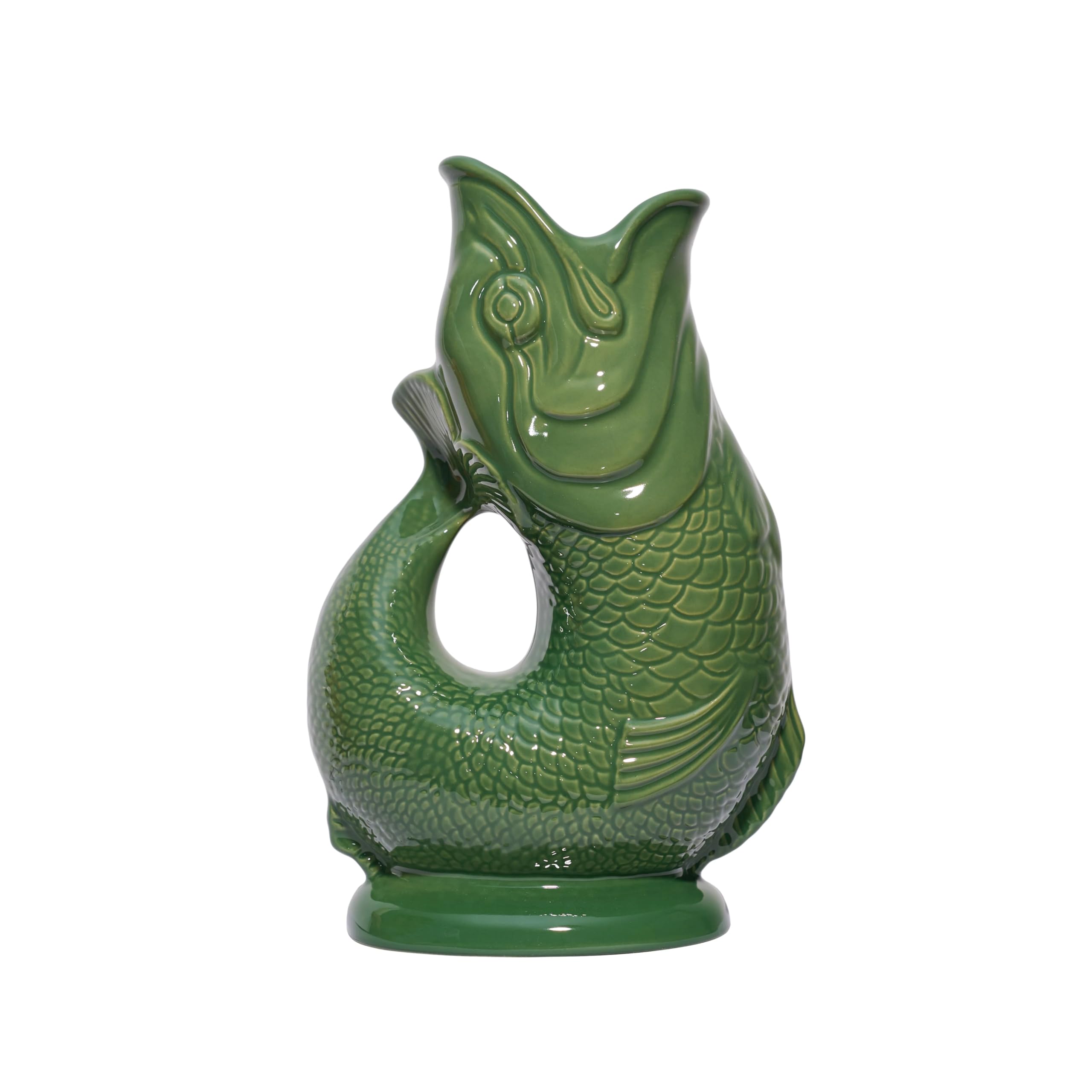 Original Grüner Fischkrug, 28 cm, 1,4 l, Dekorativ, Cocktail-, Wein- und Gin-Krug, Dekanter oder Vase, Handgefertigt in Großbritannien