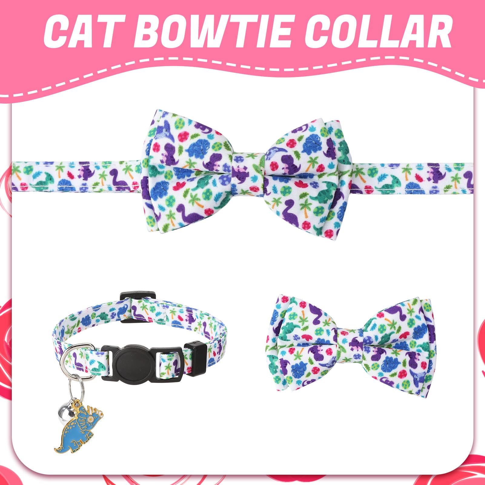 30 collares de gato separables con pajarita y campanas, collares ajustables florales para gatos, collar de seguridad para gatitos para niñas, niños y gatos