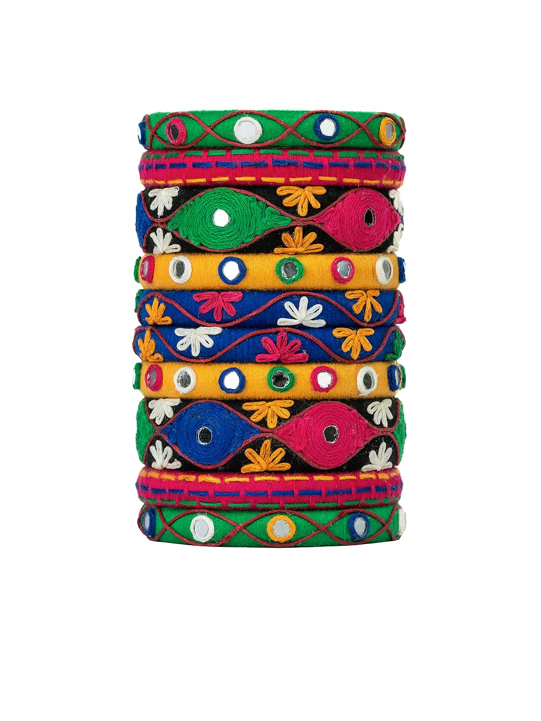 Taasha Craft Anchal colourful hand embroidered mirror work Navratri bangles set For Women & girls Size 2.12 Set of (10 Bangles) (B0DF5VN3K6) Amazon Price History, Amazon Price Tracker