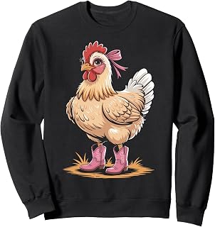 Chicken Cowgirl Boots Funny Country Farm Western Girl Design Sweatshirt