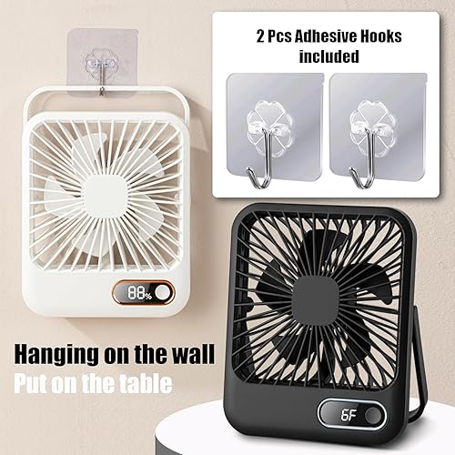 Miniatura 4 de Ventilador recargable USB con batería de 4000 mAh, ventilador de escritorio portátil de 6.5 pulgadas, ventilador personal plegable de 180, 6