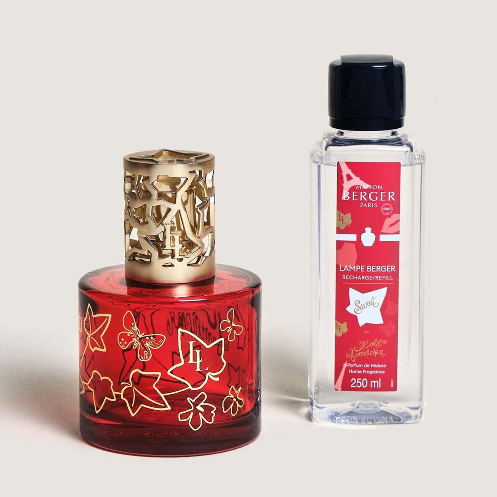 MAISON BERGER - Coffret Lampe Berger Pure Lolita Lempicka avec Recharge Parfum 250ml, Prête à l'emploi - Parfume et Purifie - Diffusion Fine, Homogène et Longue Durée (Rouge - Lolita Lempicka Sweet)