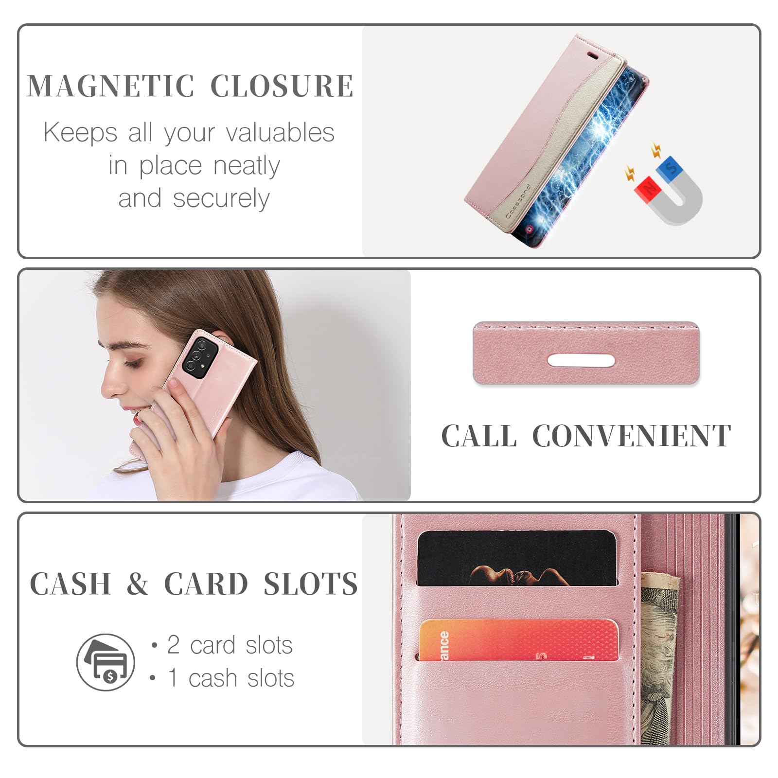 Casecond Funda para Samsung Galaxy A53 5G Cuero Premium Flip Folio Carcasa Case con Tarjetero Fundas Tapa Libro Magnético con Bloqueo RFID Proteccion para Mujeres Hombres - Azul Verde — view 2