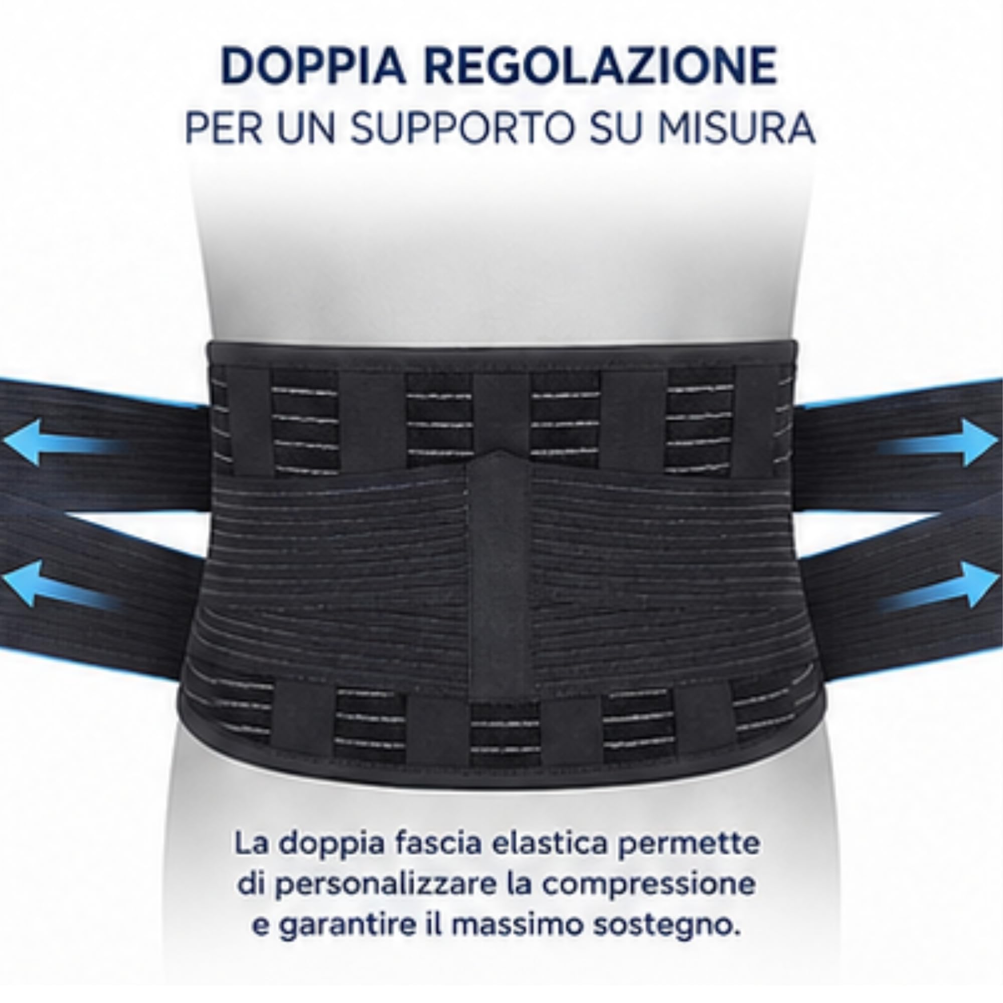 Kefrell Corsetto Lombare Autogrippante 24 cm Made in Italy (80) | Doppia Regolazione, Tessuto Traspirante, Supporto Lombare, Stecche di Rinforzo, Uso Prolungato