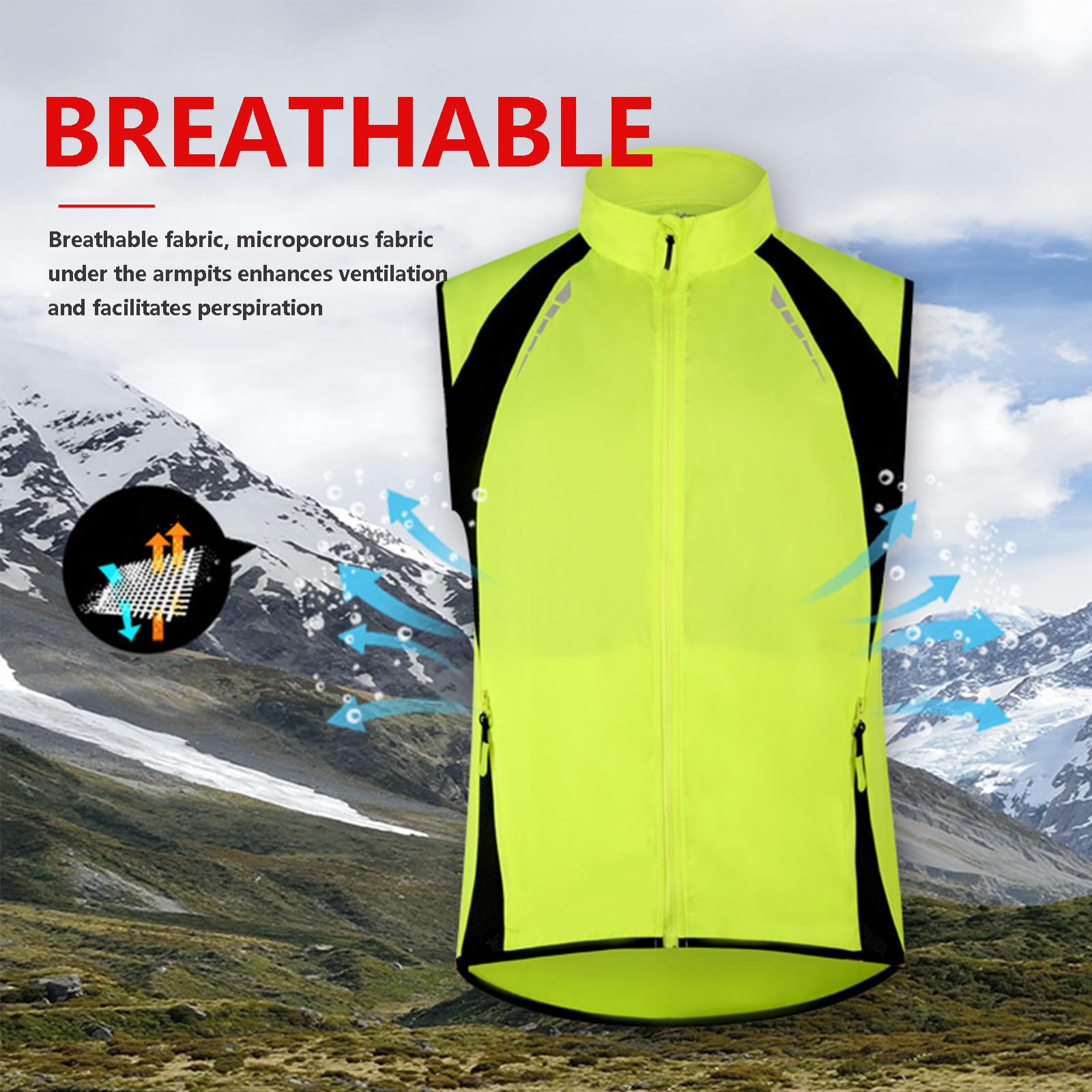 Chaleco Reflectante para Correr Chaleco de Alta Visibilidad para Ciclismo y Running con Bolsillos para Ciclismo, Running y Jogging, Fácil de Guardar,Green-XXL