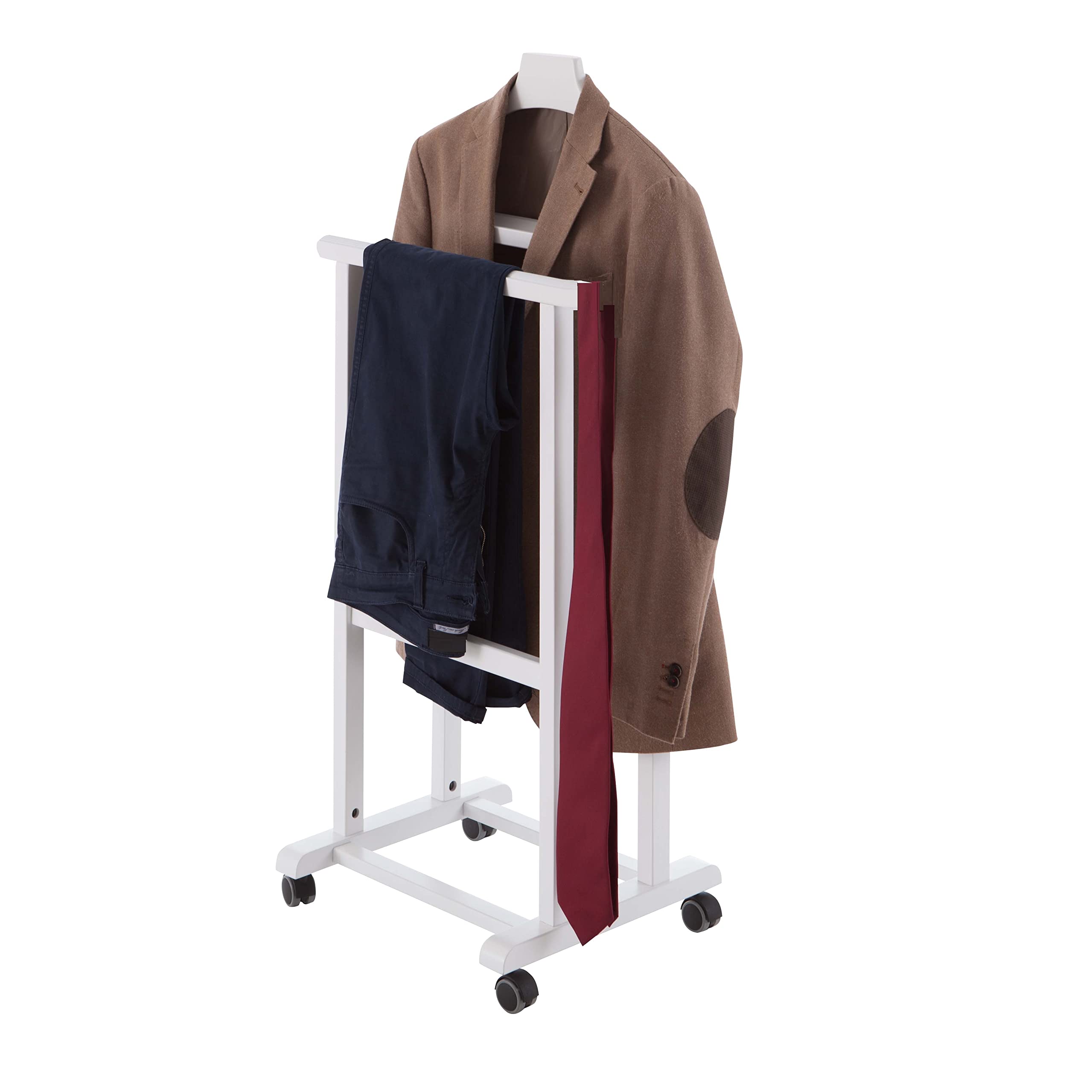 Indossatore Per Camera Da Letto TRIELLO - Legno Massello Con 3 Appendini E Portapantaloni - Foto 4