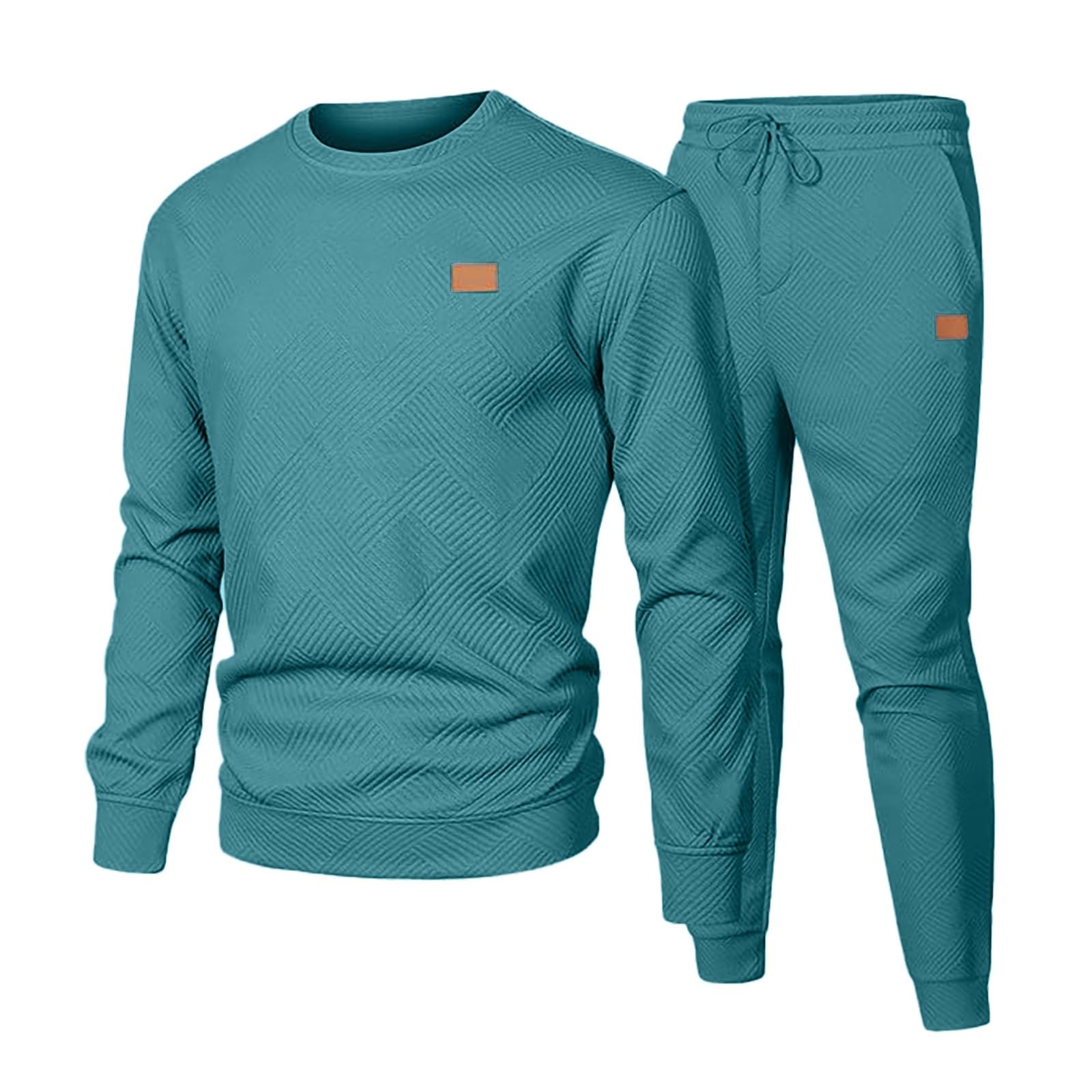 Tuta da jogging da uomo, 2 pezzi, tuta sportiva, per il tempo libero, per il tempo libero, a maniche lunghe, sport, streatwear, felpe e pantaloni da jogging, fitness, palestra, abbigliamento sportivo