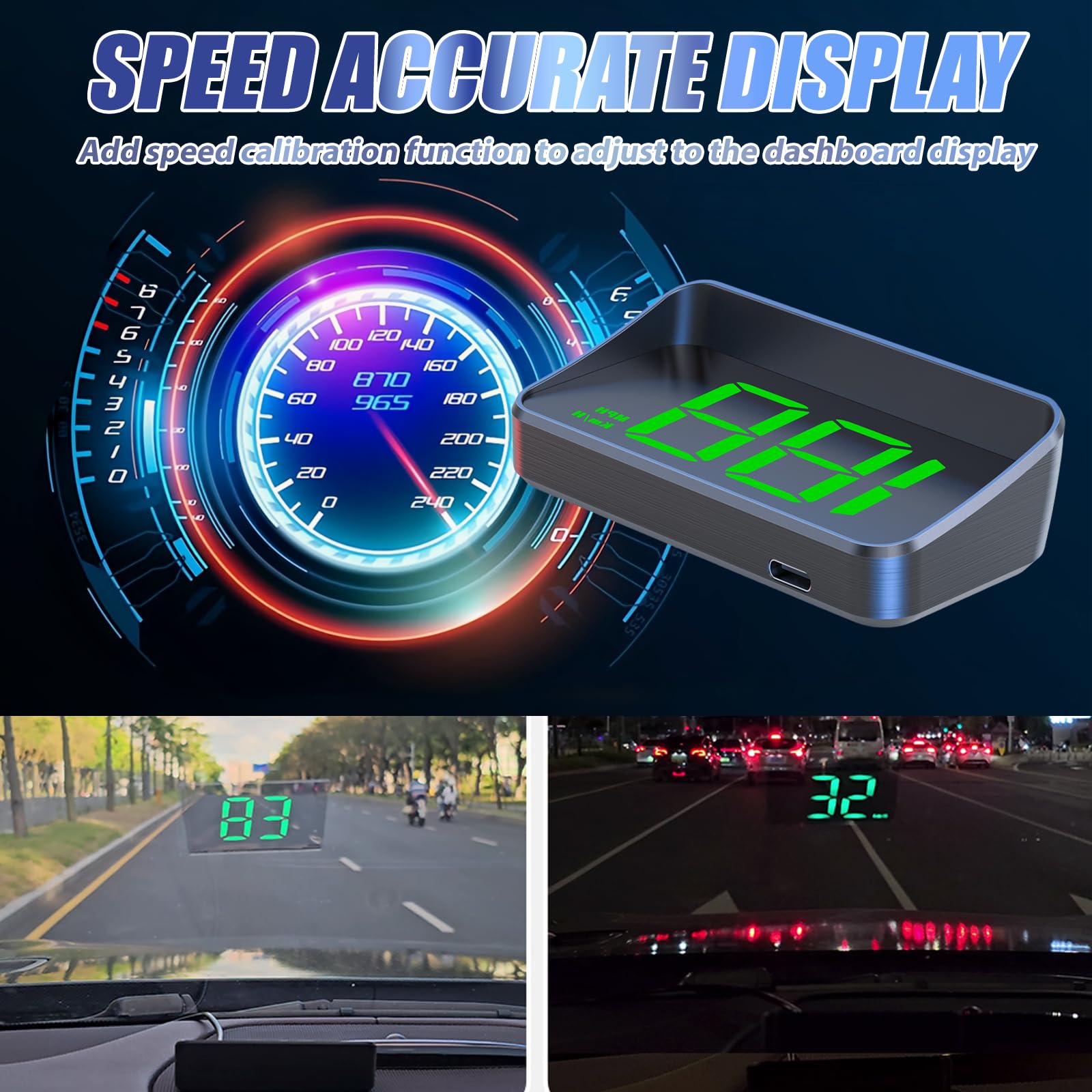 Cyfrowy tachometr HUD Speedometer: Beidou GPS prędkościomierz, interfejs USB typu plug-and-play, projektor szyby, kompatybilny ze wszystkimi pojazdami