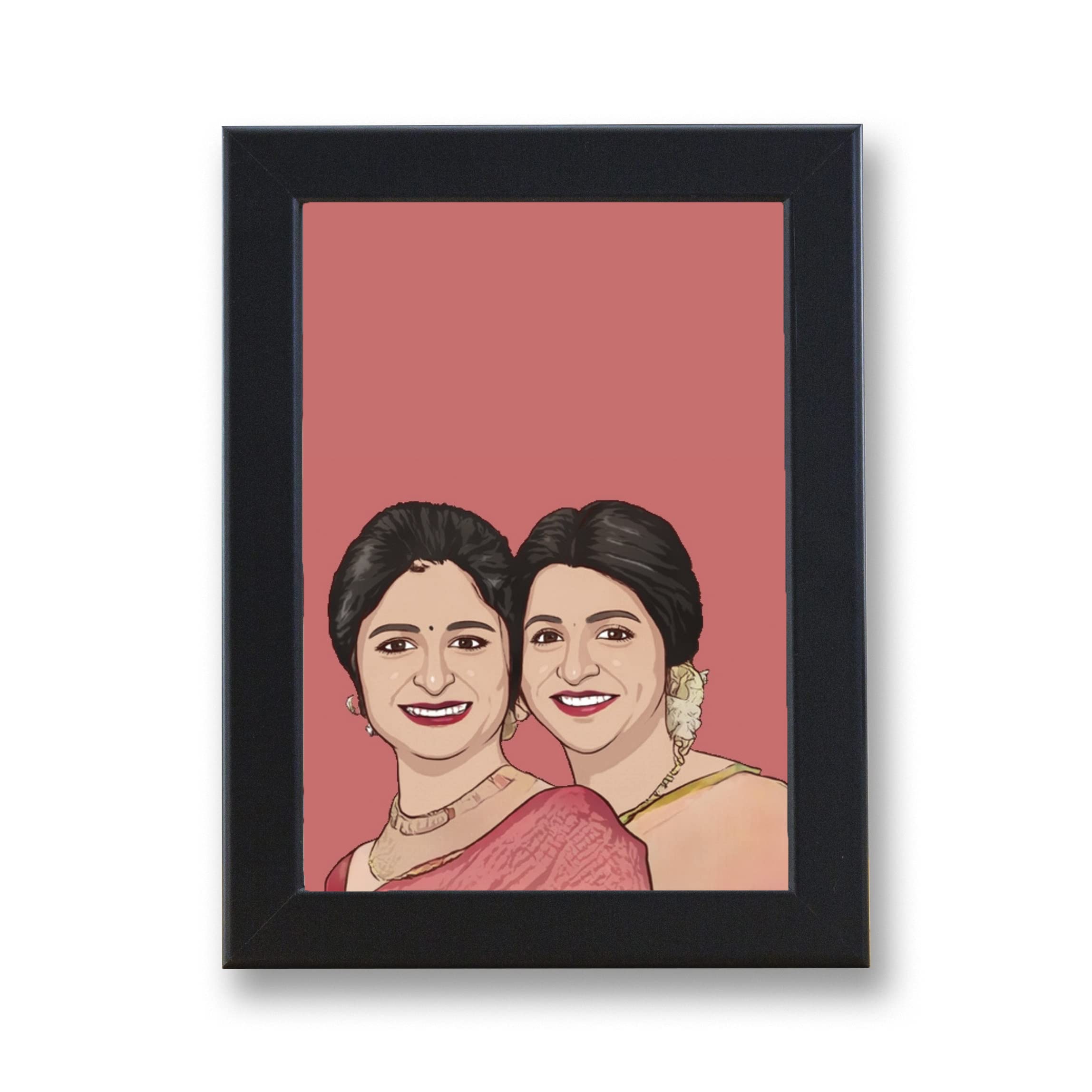 Fairus PERSONALIZED Illustration Drawn Photo With Frame - Gift For Loved One (4X6 Inches)