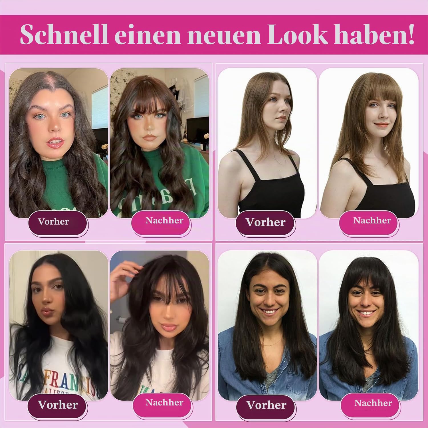 Echthaar Topper Mit Pony 360° 3D Abdeckung Topper Für Frauen Remy Echthaarteile Für Frauen Mit Dünner Werdendem Haar Glatter Clip in Pony Mit Toppers(Dunkelbraun #2, 20cm 8 Zoll)