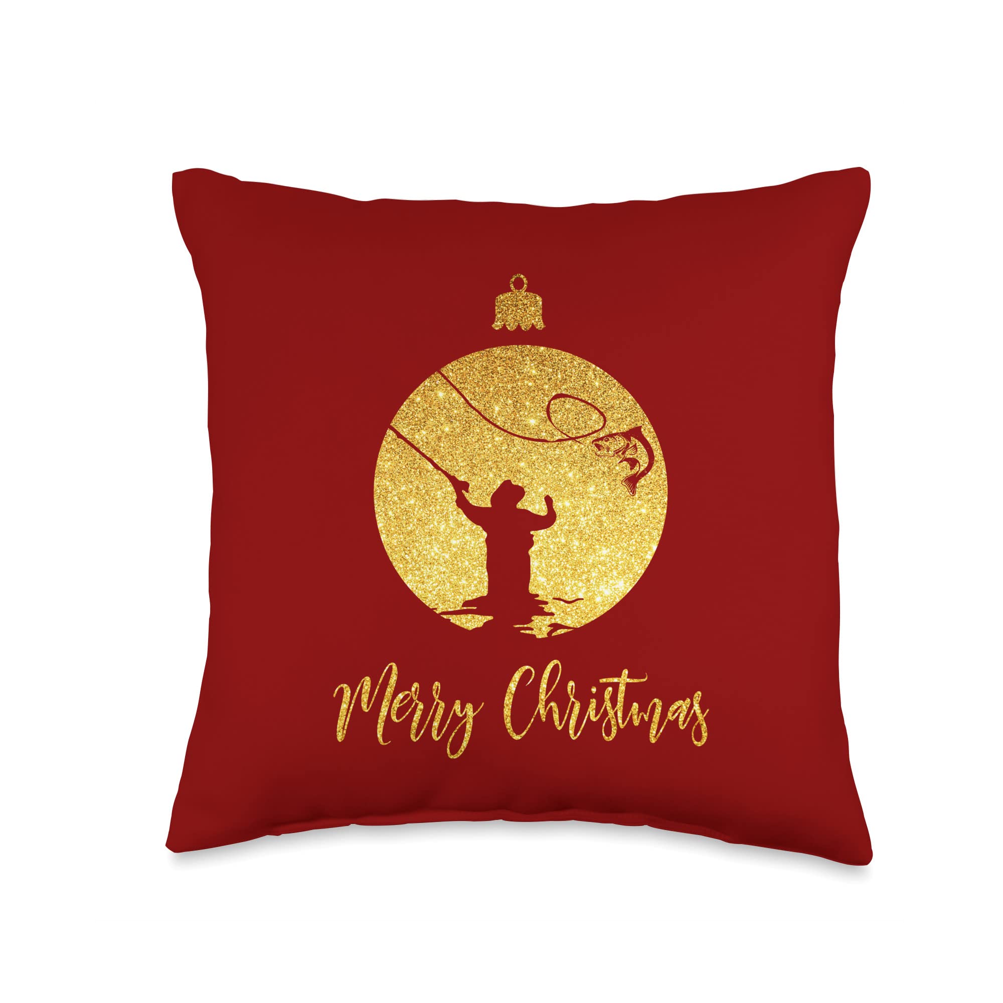 Angler & Fisherman Fanware and Giftideas Merry Christmas for Fly Fishermen and Anglers Throw Pillow, 16x16, Multicolor