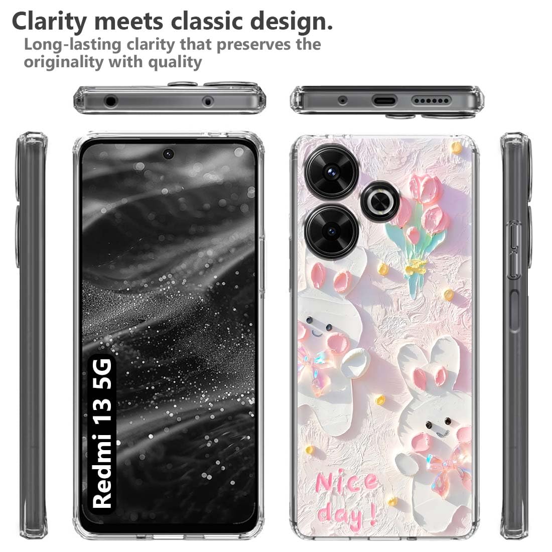 Fashionury Soft Mobile Back Cover for Redmi 13 5G (Silicone_Multicolor) 7 71qcNwyldFL. SL1100