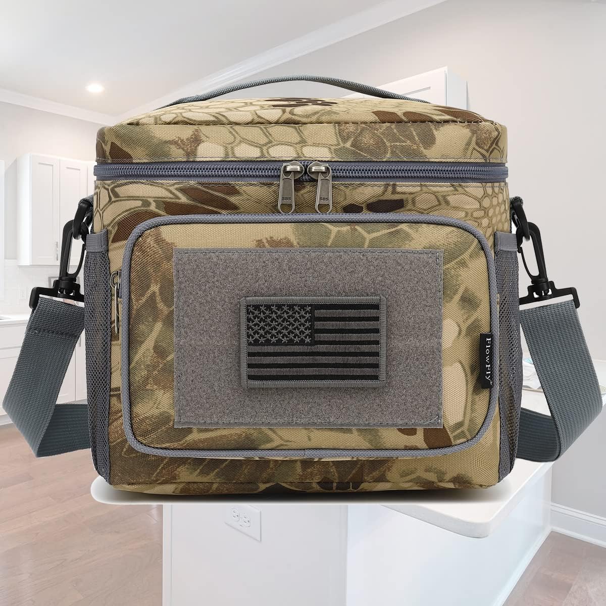 FlowFly Lunch Bag, Insulated Cooler, Thermal Lunch Box Tote with MOLLE/PALS Webbing, Adjustable Padded Shoulder Strap, for Tactical Men Women Adults and Boys Girls Kids (Camo#3, Medium) - Image 7