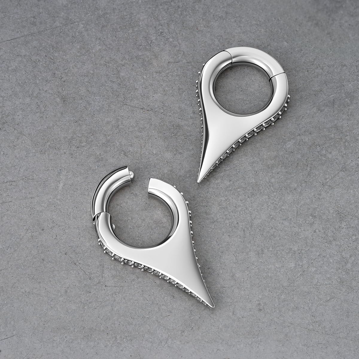 ERKUOO CZ Teardrop Triangle Ear Hangers Heavy Weights for Stretched Ears 4G 6G Gothic Punk Hypoallergenic Gauges Jewelry Body Piercing Accessories for Men Women