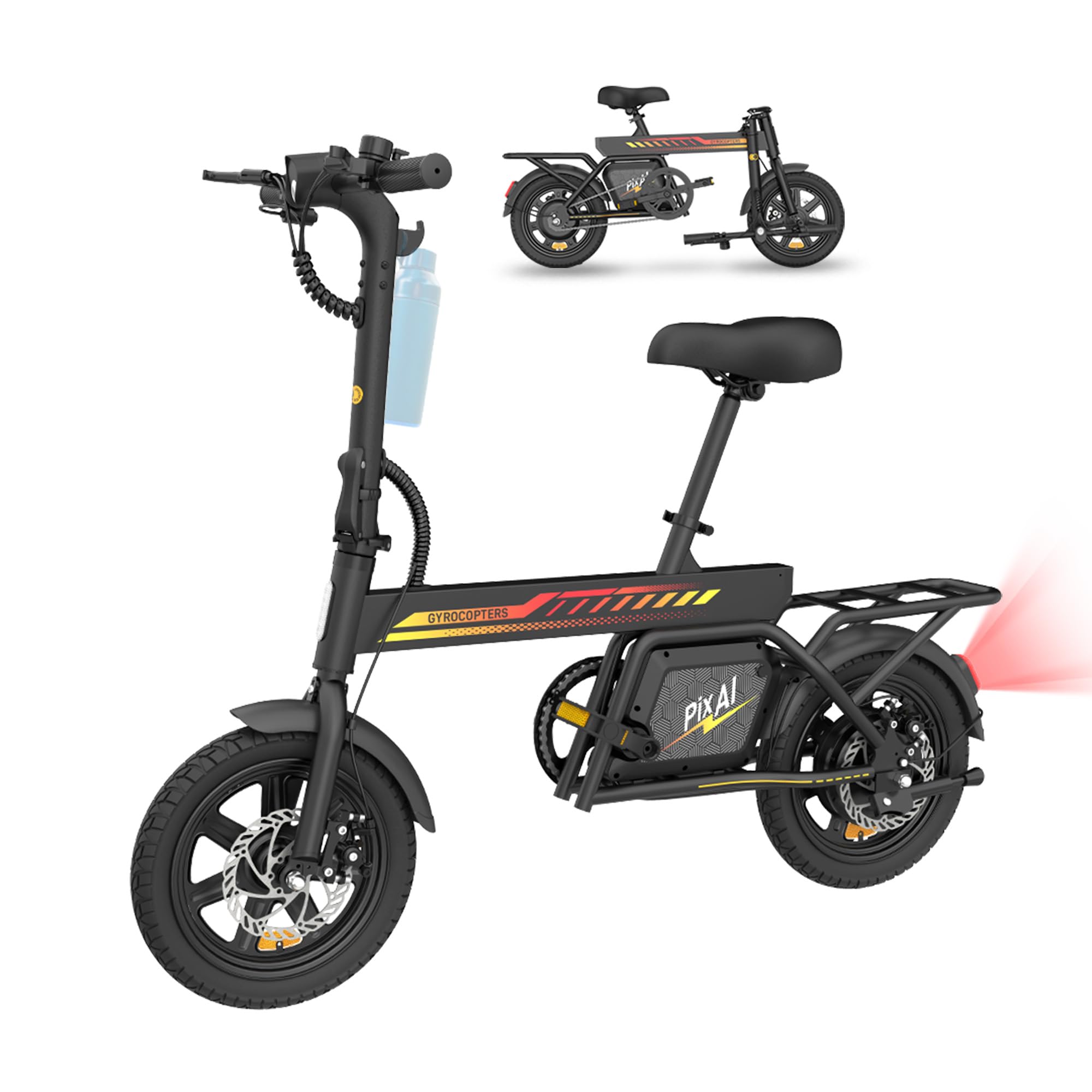 Gyrocopters PixAI Electric Bike for Adults & Teens | Upto 70km Range | Upto 32km/hr Speed | Smart Anti-Theft GPS, Dual Rider E-Bike | UL 2849 Certified