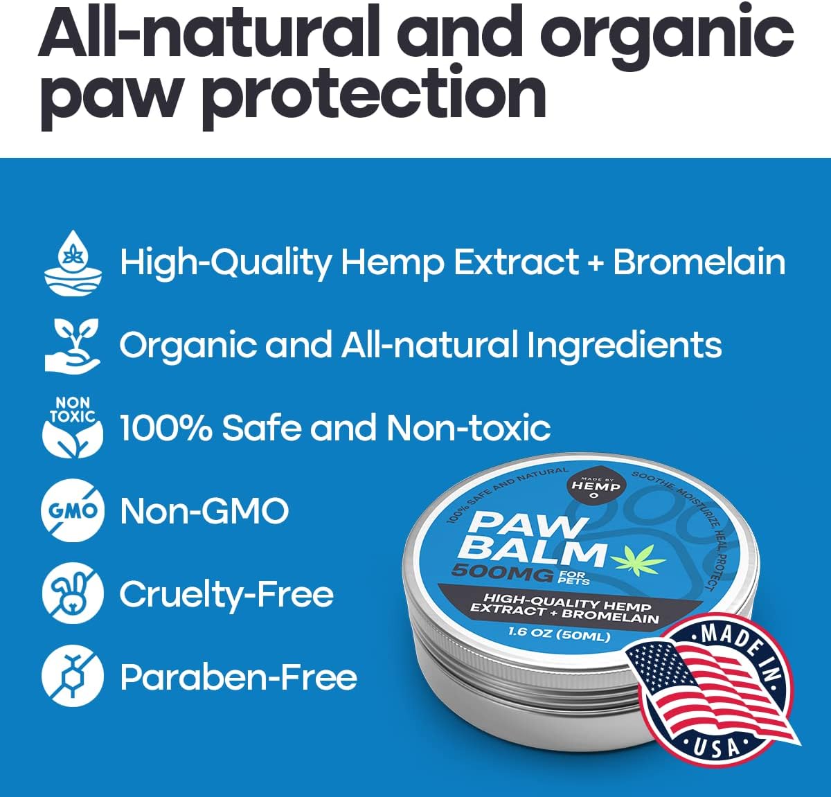 Made by Hemp - Bundle - 500mg Calming Drops for Cats and 500mg Natural Pet Paw Balm : Pet Supplies