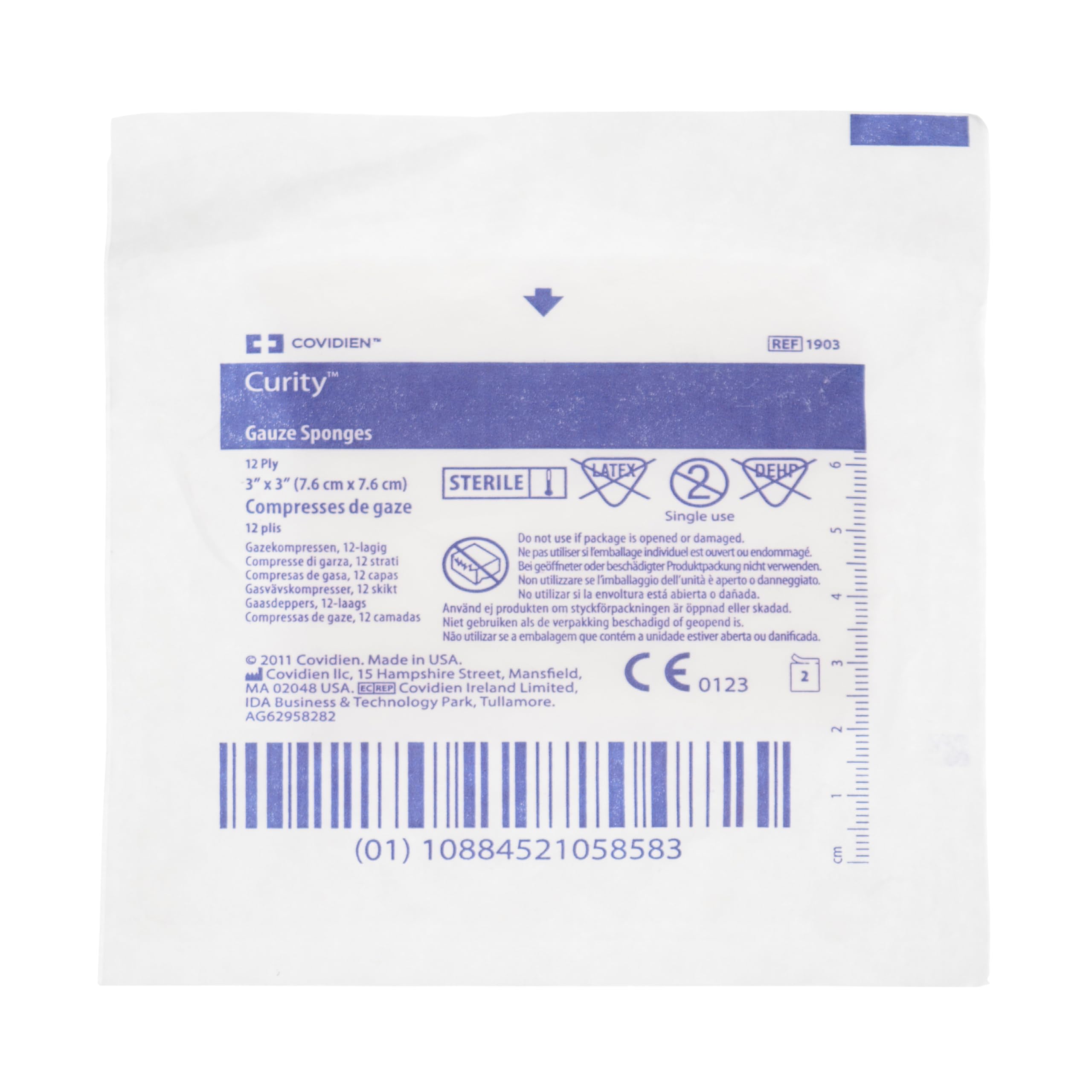 Cardinal Health™ Curity™ Premium Woven Garza Spugna, sterile, 7,6 x 7,6 cm, 12 strati, 1903, confezione da 2400