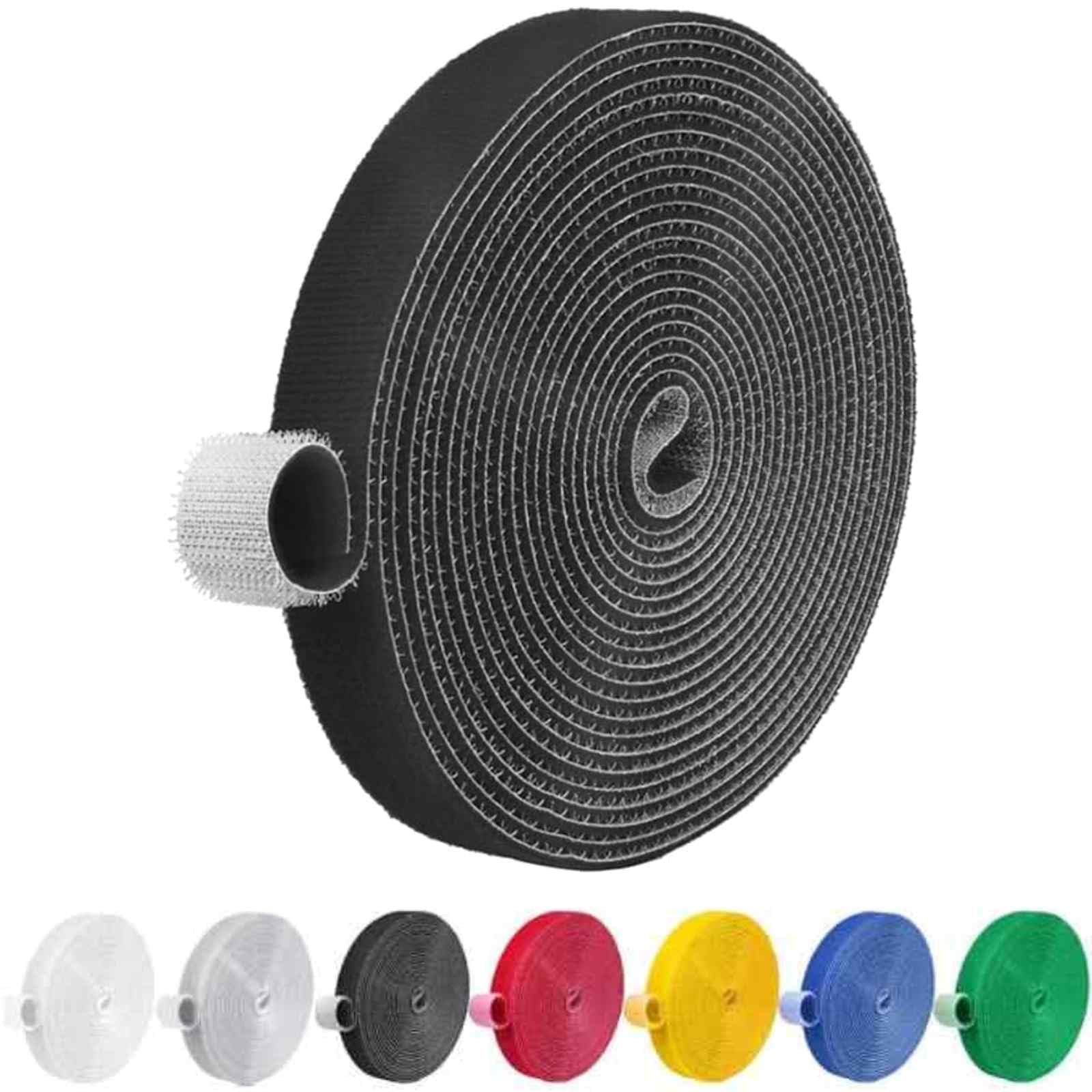 IFNOW 32FT Reusable Fastening Tape Cable Ties Double-Sided Hook-and-Loop Cable Management Tape Strength and Durability 0.4''/Width (1, Black)