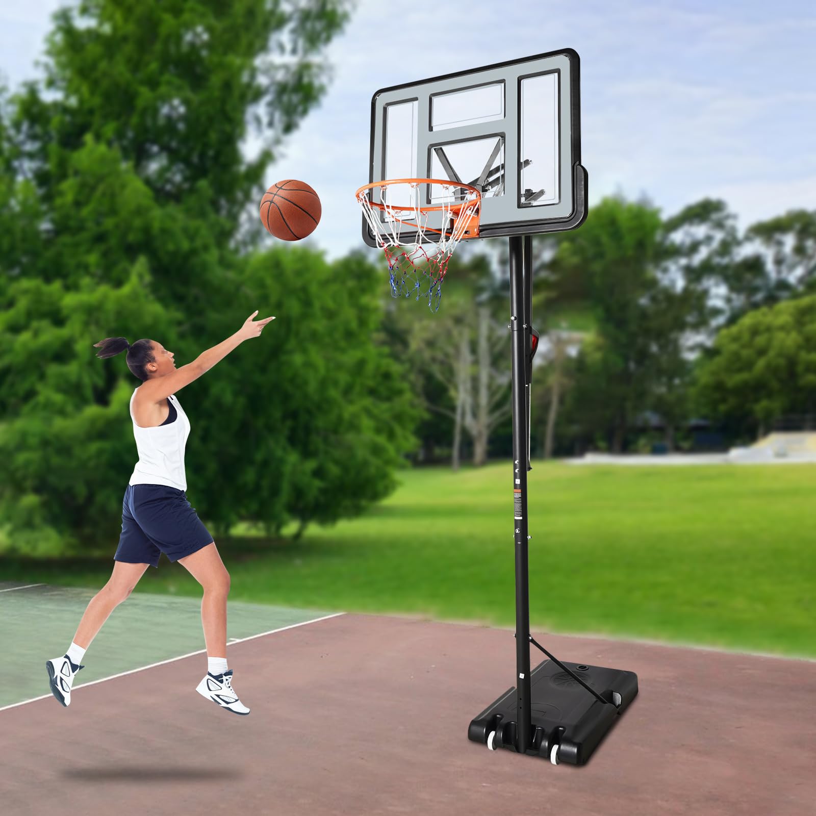 Soporte para canasta de baloncesto para niños y adultos, para exteriores, portátil, altura ajustable, mecanismo de tabla de baloncesto, color gris
