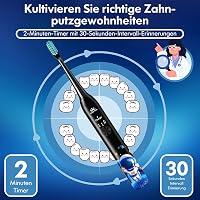 DADA-TECH Elektromos Gyerek Fogkefe 3-12 Éveseknek - Űrhajós Fekete, 3 Tisztítási Mód, Időzítő, Szokásformáló Matricák, Újratölthető 7