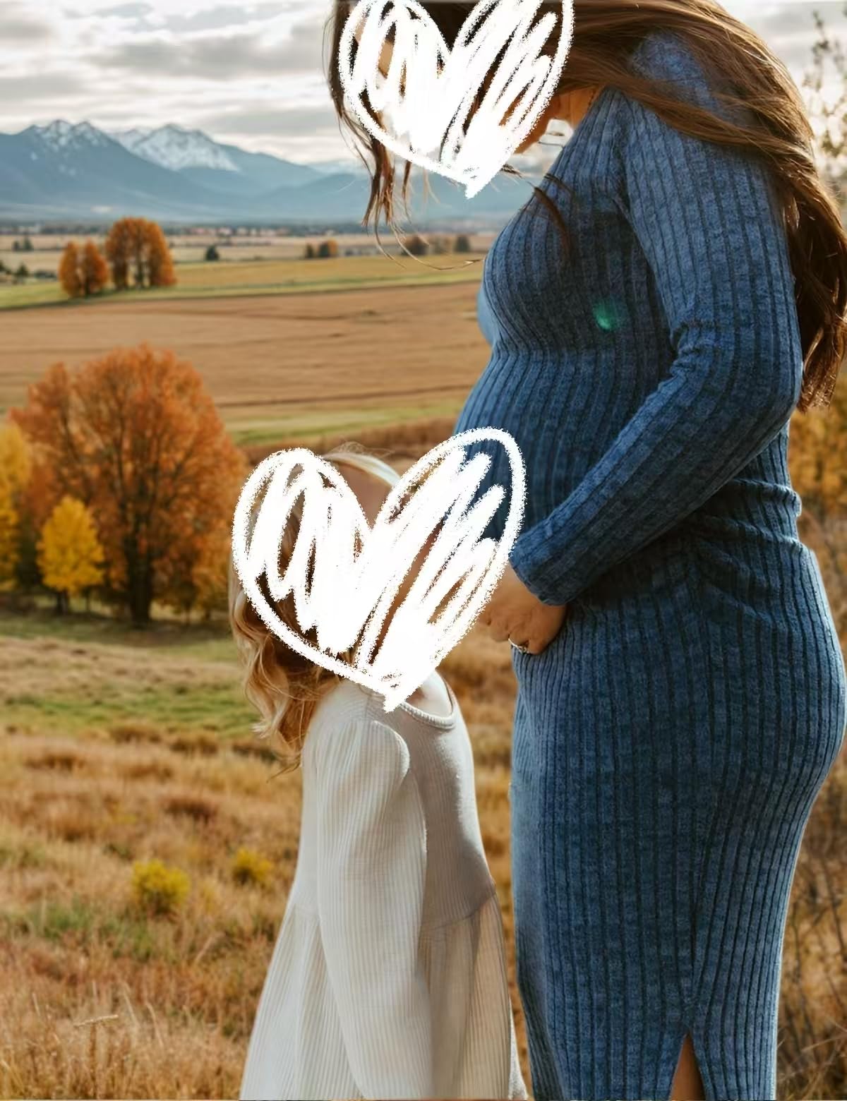 LAHILO Podkreślająca figurę sukienka ciążowa z dekoltem w serek i bocznymi falbankami, prążkowana, na baby shower
