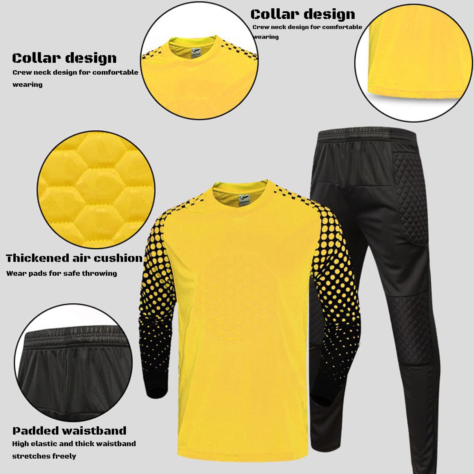 Kit de Camiseta de Portero de fútbol para Hombre, Camiseta de fútbol de Portero Acolchada para niños con número de Nombre, Logotipo del Equipo para niños y Adultos