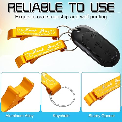 Miniatura 6 de Dandat 100 llaveros para abridor de botellas a granel, recuerdos de boda de agradecimiento para invitados, abridor de cerveza de vino de aluminio