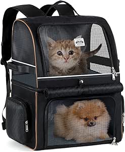 Lekespring mochila doble capa para 2 gatos