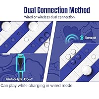 Vista 8 de PB TAILS Blue and White Bluetooth Game Controller - Portable Mini Gaming Controller for PC, Switch, Steam, Steam Deck, Phone - WirelessWired
