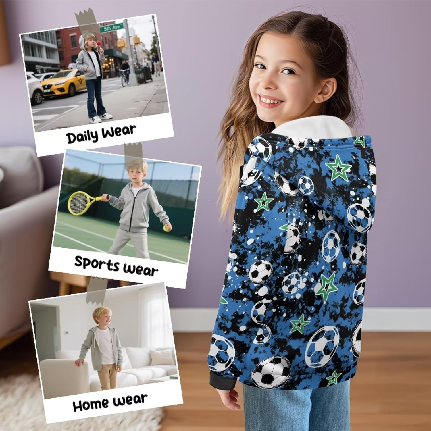 Boys' Sweatshirt Hooded Zipper Hoodie Long Sleeve Cardigan Sweatshirts Winter Hoodies Fleece Jacket