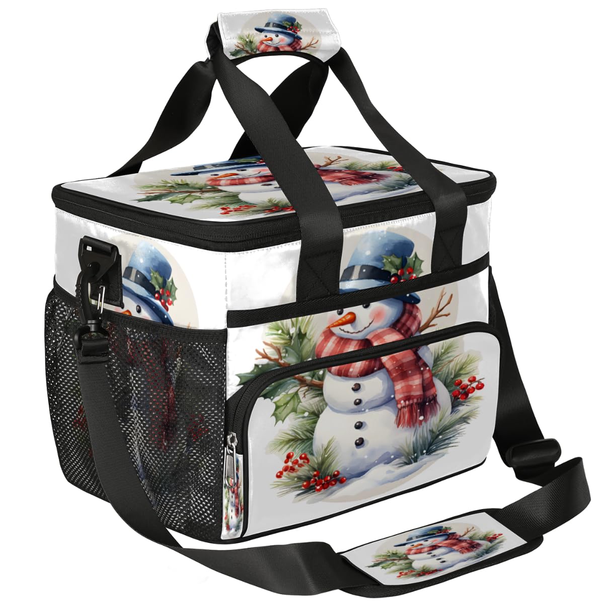 Insulated Picnic Backpack Lunch Box for Women Men Picnic Basket Tote Lunch Bag Picnic Bag Portable Lunch Bags for Picnic, Beach, Work, Trip,Office, Camp Snowman Cute
