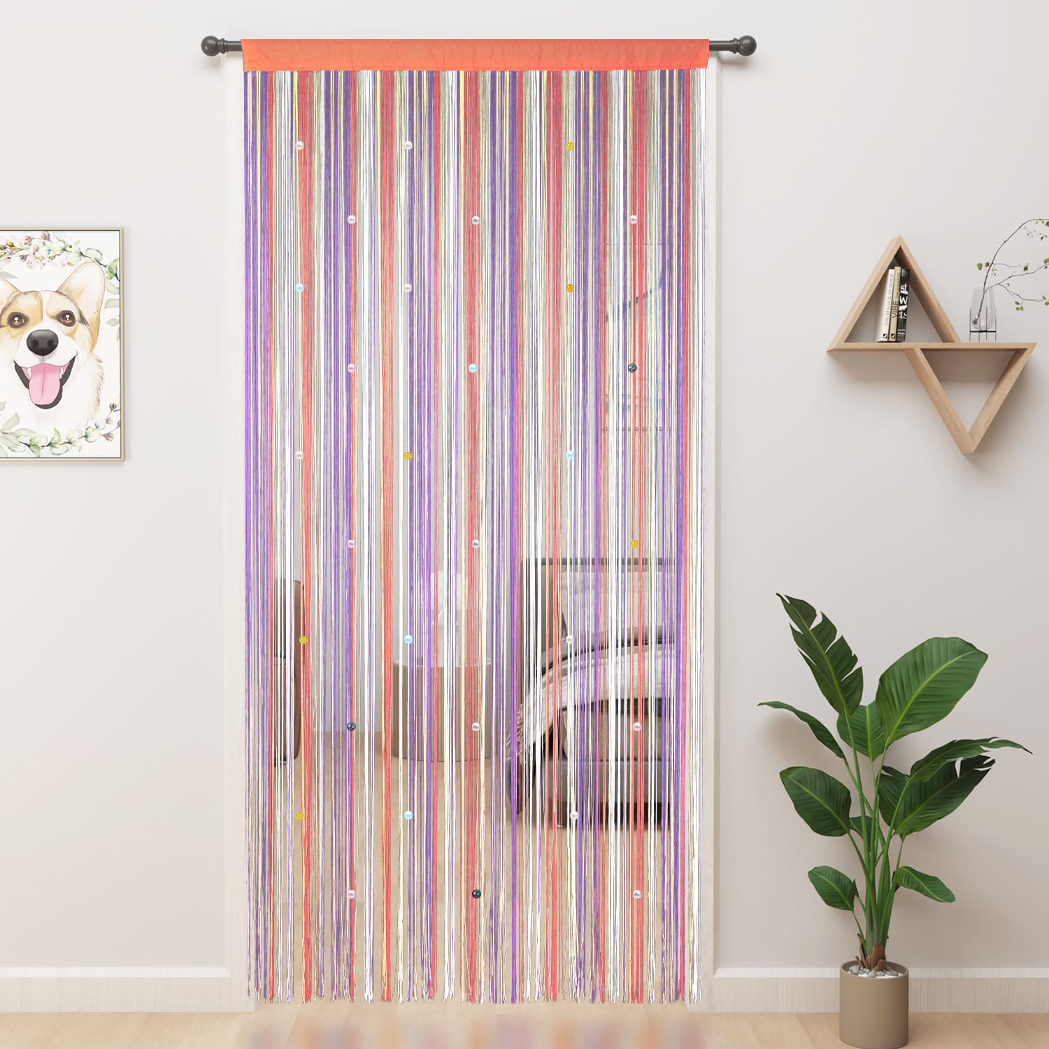 YIIBAII Beaded Curtain Beaded Curtains for Doorways Crystals Suitable for Interior Hanging Decoration and Partitions Closet Curtains (Rainbow, 39"x79")