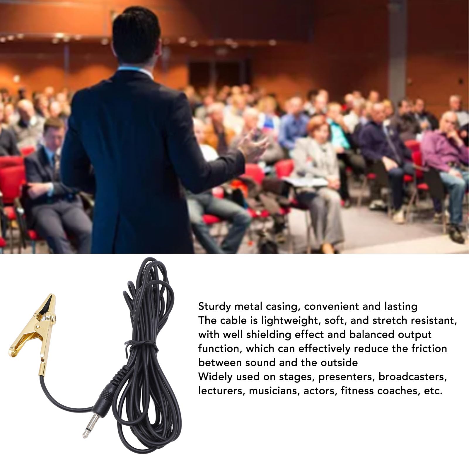 Lavalier Lapel Microphone, Unidirectional Condenser Mic, 3.5mm Clip on Musical Instrument Microphone for Instruments Stage Presenter Musicians